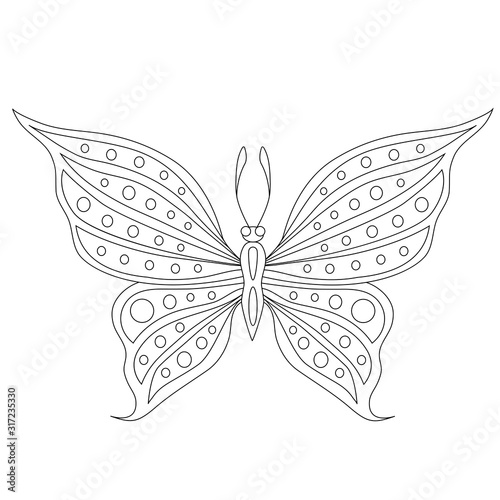butterfly with circles on the wings coloring page contour vector illustration