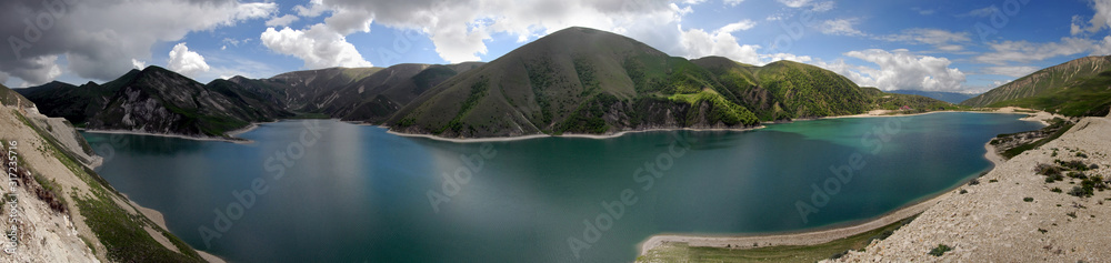 Panorama of beautiful Kazenoyam lake. Chechnya (Chechen Republic), Russia, Caucasus..