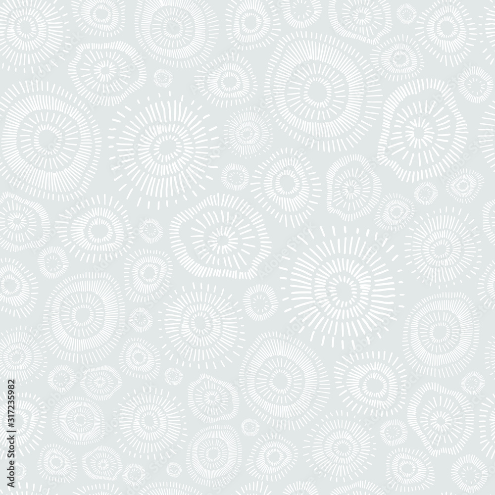 Monochrome abstract pattern. Background of decorative hand-drawn suns.