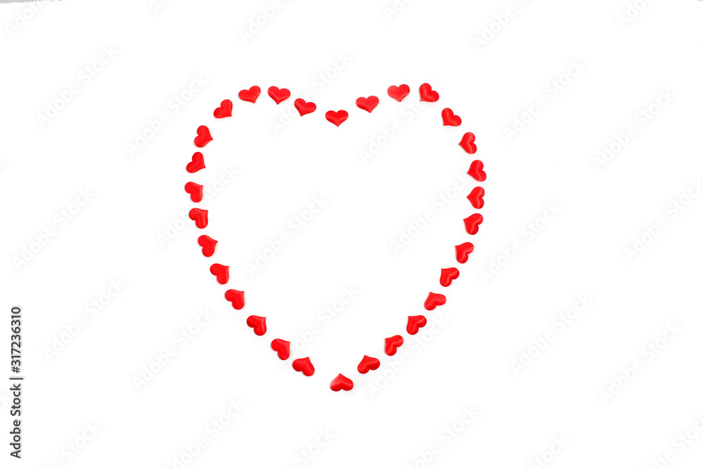 Red heart for Valentines Day Background isolated on white Background.