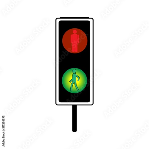 Stoplight sign. Icon traffic light on white background. Symbol regulate movement safety and warning. Electricity semaphore regulate transportation on crossroads urban road. Flat vector illustration