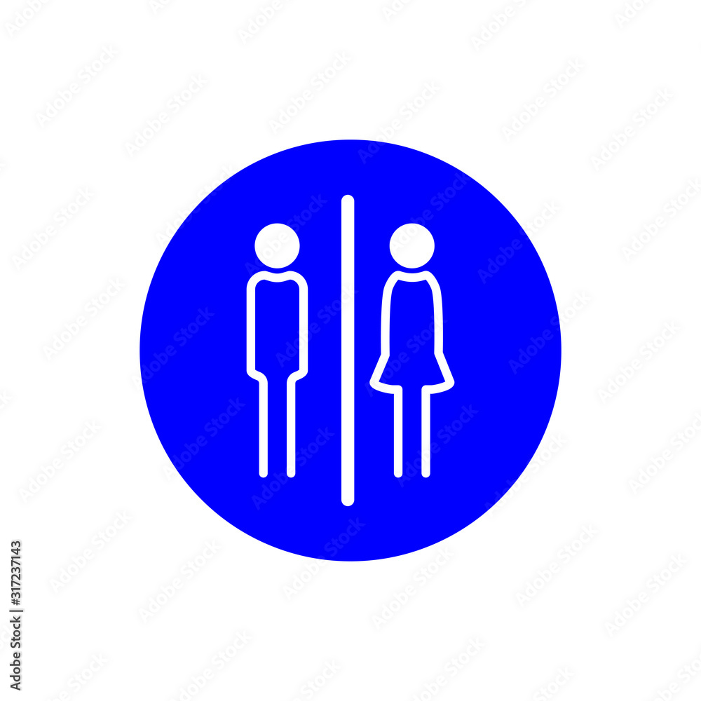 Male and female toilet icon in a trendy flat design