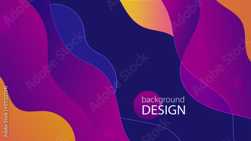 Purple fluid background design. Liquid ameoba shapes composition. Funky design posters. Fluid background design abstract ameoba shapes for print or web on purple background.