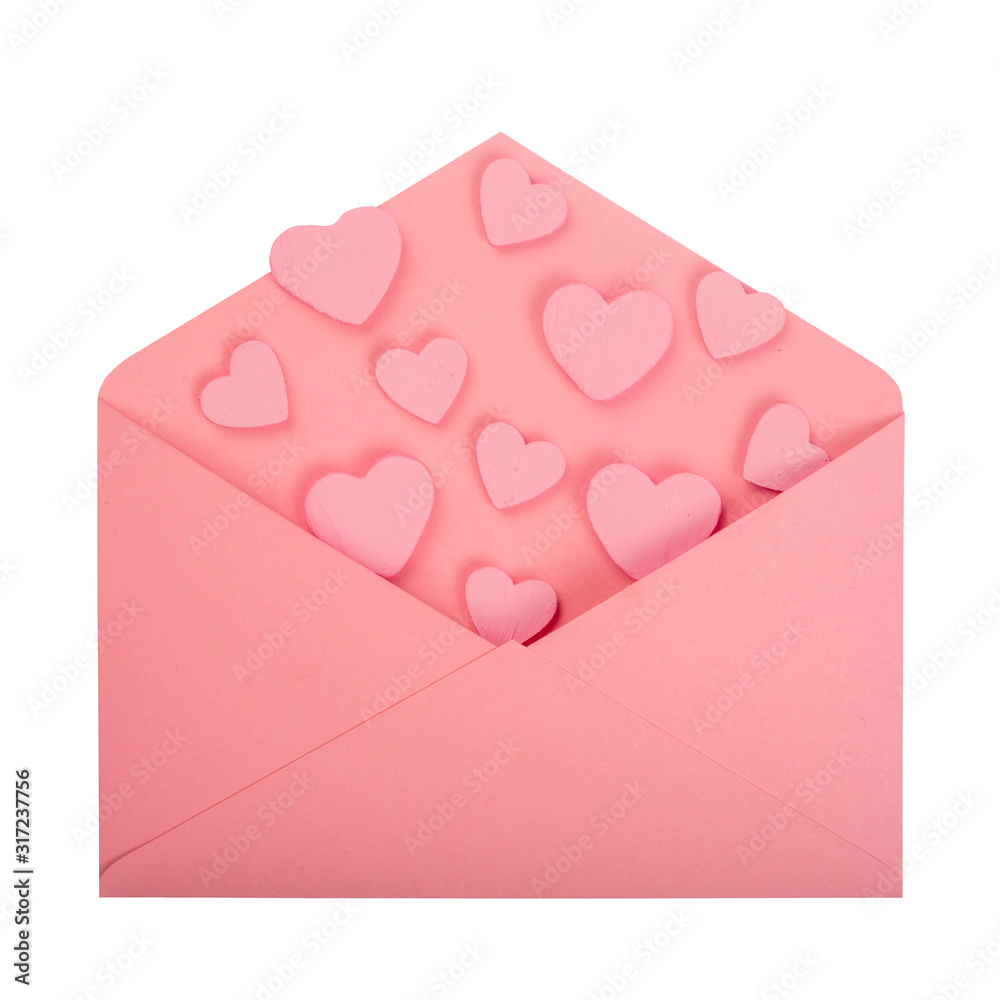 Pink love letter on white