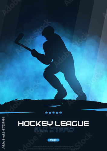 Ice Hockey poster with player and Stick.