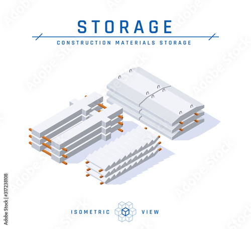 Concrete storage in isometric view, vector icon