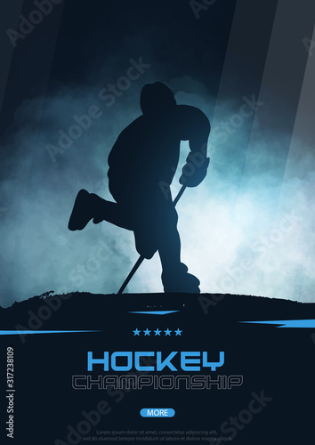 Ice Hockey poster with player and Stick.