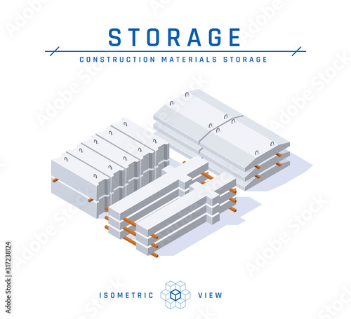 Concrete storage in isometric view, vector icon
