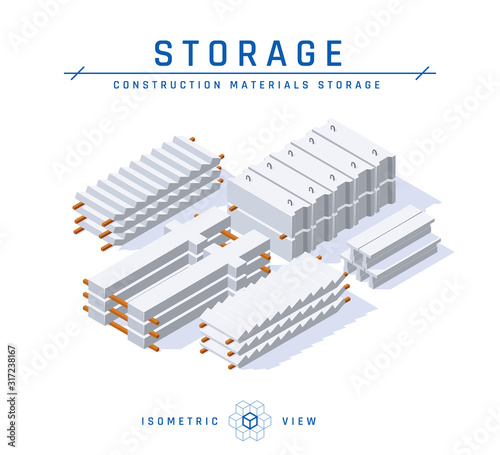 Concrete storage in isometric view, vector icon
