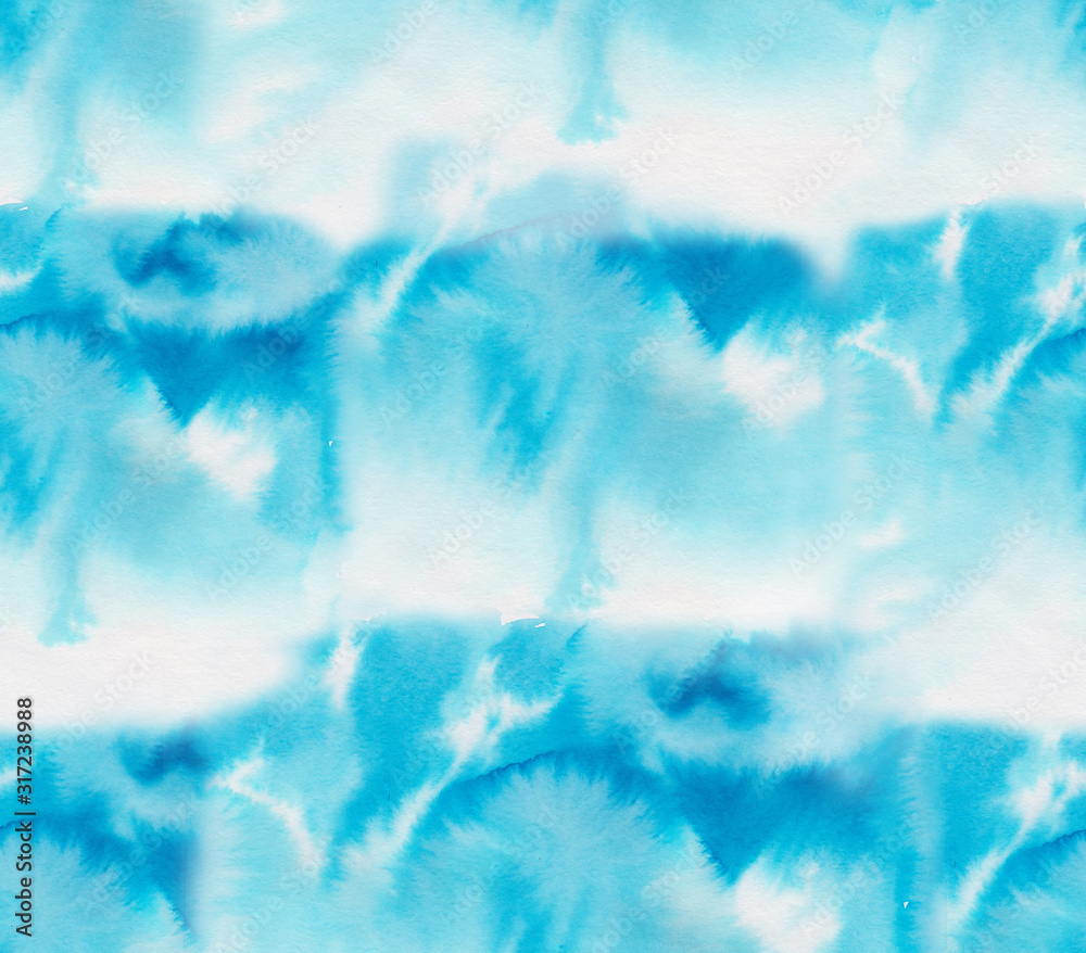 Obraz premium Watercolor sky. Seamless pattern with blue clouds