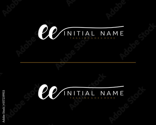 E EE Initial handwriting logo vector. Hand lettering for designs.