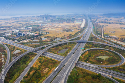 Aerial photography bird-eye view of City