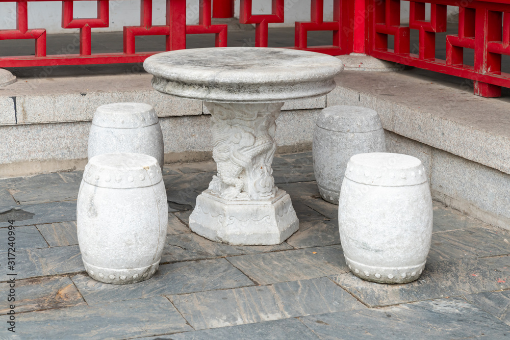 chinese stone table and chairs