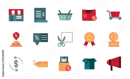 shopping business commerce trade online icon set