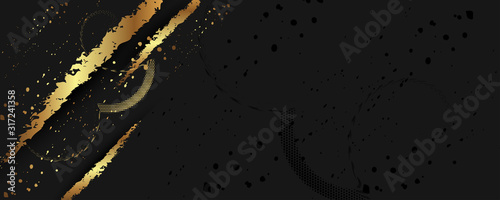 Naklejka Sztuka abstrakcyjna złoty design czarne tło uniwersalny opatrunek świecący błyszczący kolor złoty