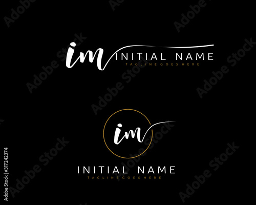 I M IM Initial handwriting logo vector. Hand lettering for designs.
