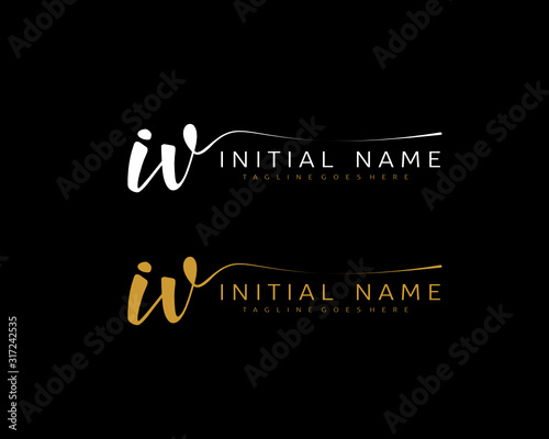 I V IV Initial handwriting logo vector. Hand lettering for designs.