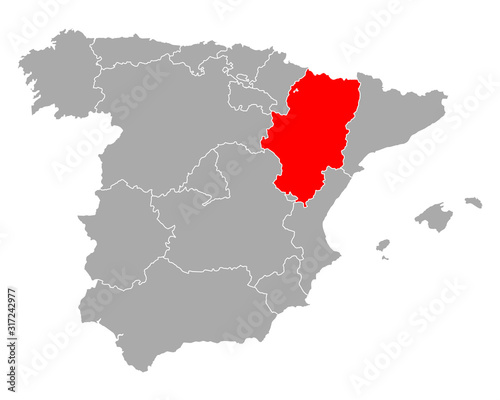 Karte von Aragonien in Spanien