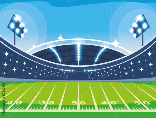 football stadium with lights, soccer game american