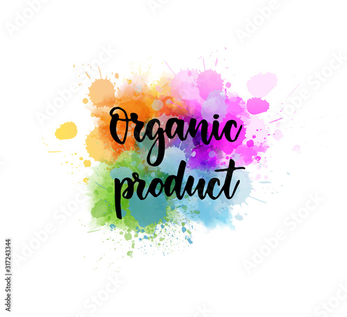 Organic product lettering on watercolor splash