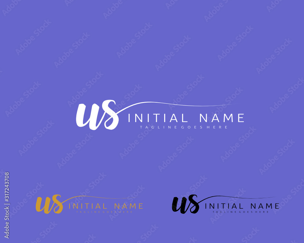 U S US Initial handwriting logo vector. Hand lettering for designs.