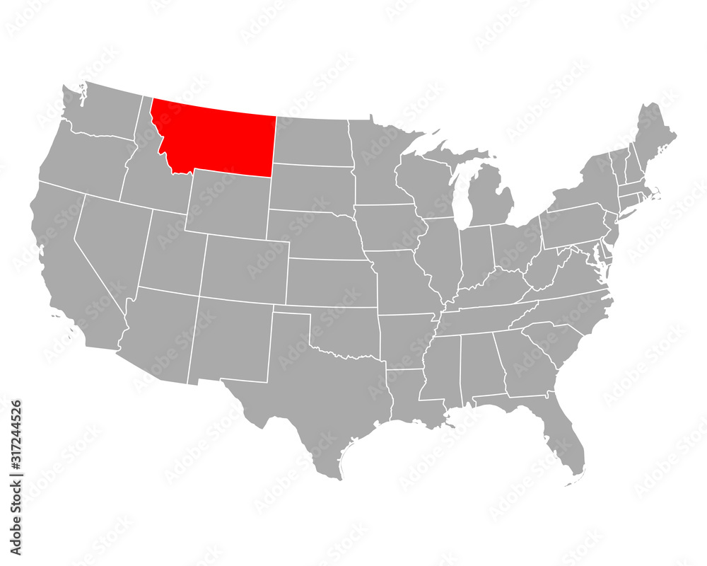 Karte von Montana in USA