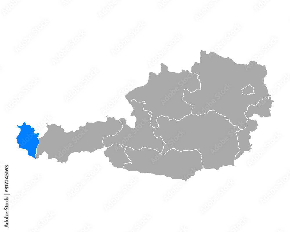 Karte von Vorarlberg in österreich