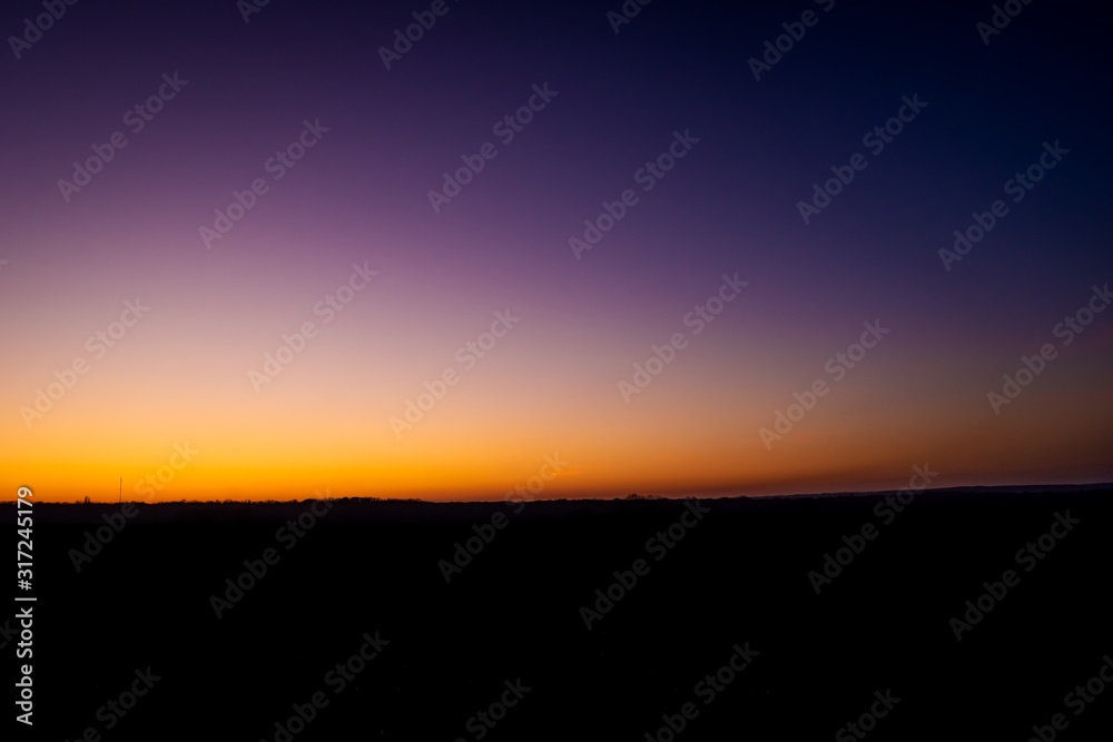 evening dawn over the field