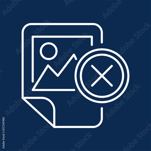 Image file deletion blue monochrome linear icon
