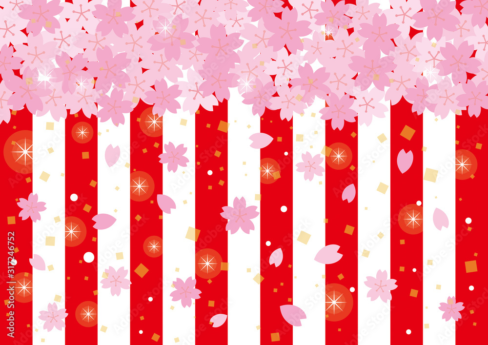 桜の花と紅白幕 背景 Stock Vector Adobe Stock