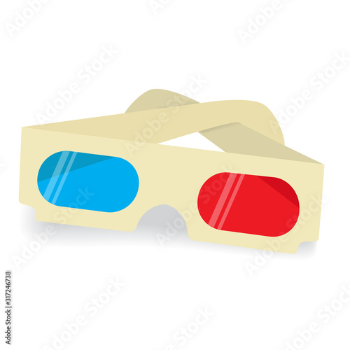 Modern 3D cinema glasses, flat design