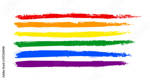 Grunge LGBT pride flag. Abstract rainbow flag texture hand drawn with a ink. Vector Multicolored background