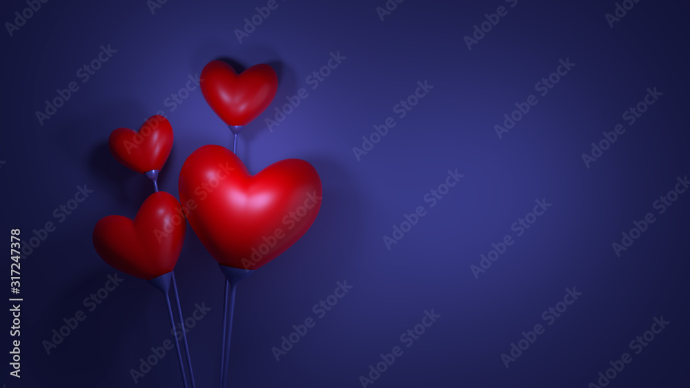 3D illustrations, 3D renderings valentine special heart with soft light and shadow