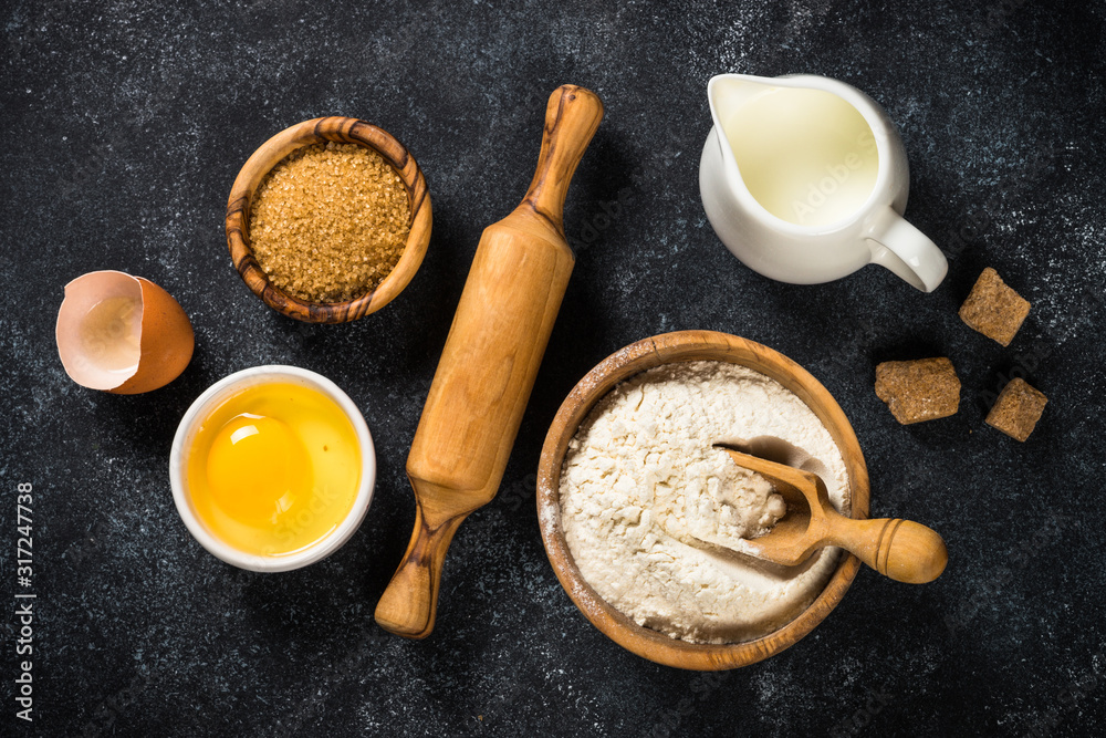 Ingredients for cooking baking on black. Ingredients for cooking baking on black.