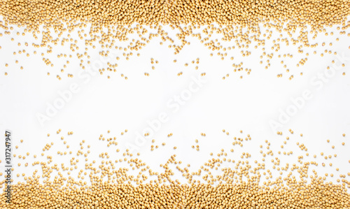soybean on a white background Top view.