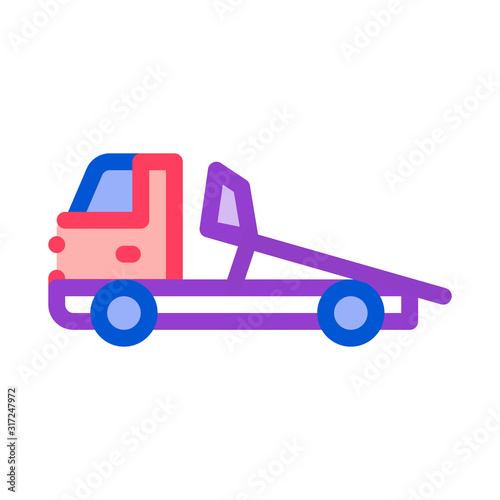 Evacuator Truck Icon Vector. Outline Evacuator Truck Sign. Isolated Contour Symbol Illustration