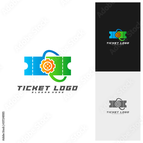 Ticket with Gear Logo Template Design Vector, Creative design, Icon symbol