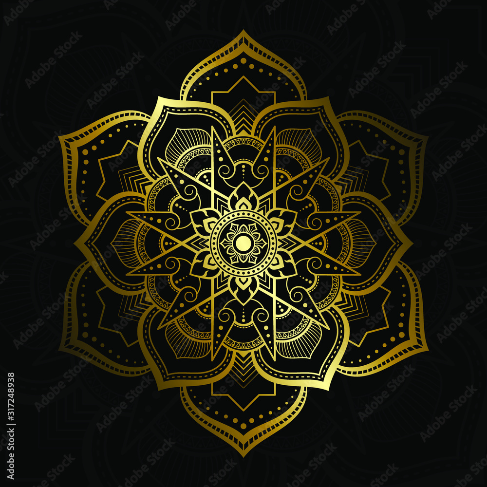Obraz premium Mandala Pattern In Golden Thai Applied Art Style
