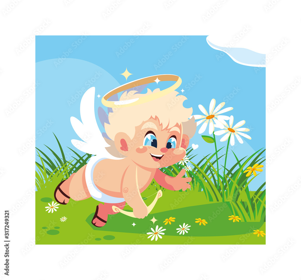 Fototapeta premium cupid angel aiming an arrow, valentines day