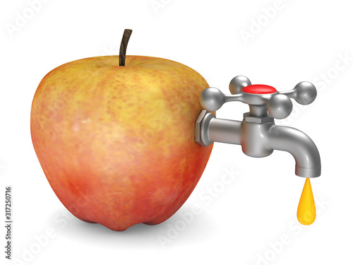 apple and faucet on white b...
