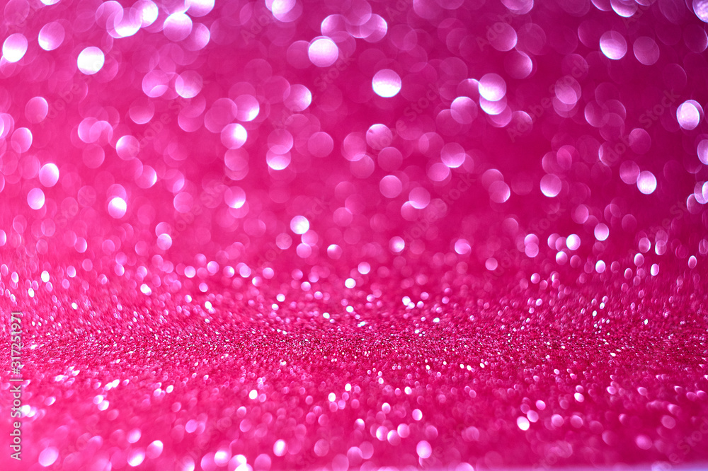 Fototapeta Abstract vintage background from glitter of dark pink bokeh lights, blurred background