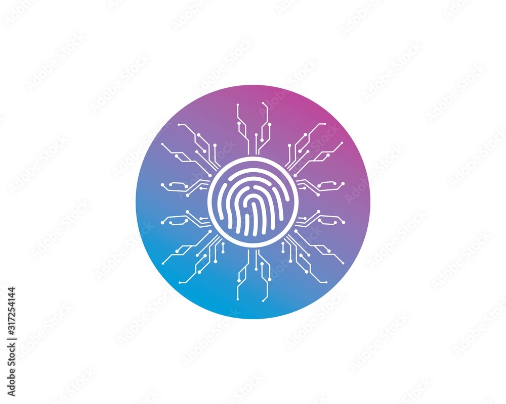 fingerprint circuit icon illustration vector template fingerprint circuit icon illustration vector template