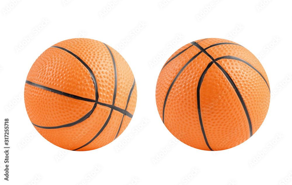 Group of basketball toy isolated on white background, Small ball for kid