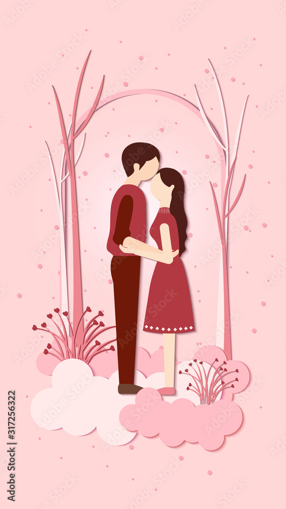 Happy Valentine's Day with paper cut, Valentines Day background, Romantic love and relationships, Valentine card and poster Happy Valentine's Day with paper cut, Valentines Day background, Romantic love and relationships, Valentine card and poster