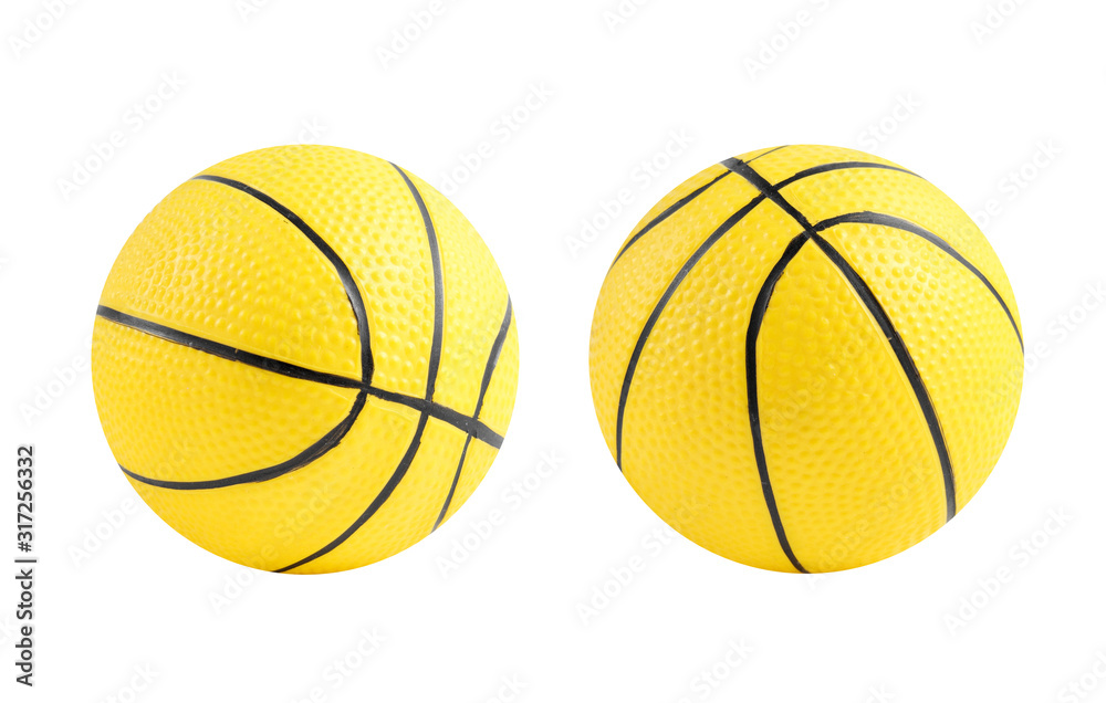 yellow basketball toy isolated on white background, Small ball for kid