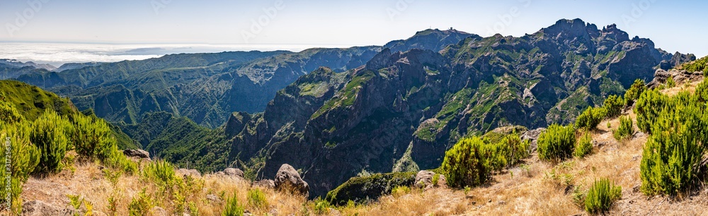 Panoramic picture over the rough Portugese island of Madeira in summer