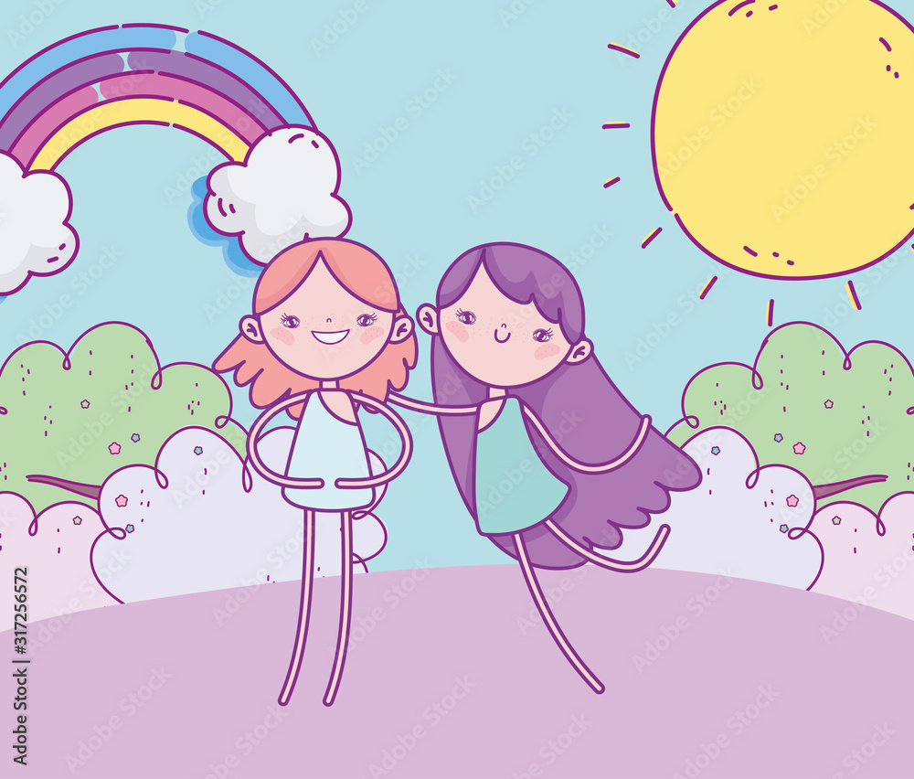 happy valentines day, funny cupids grass rainbow sunny day cartoon happy valentines day, funny cupids grass rainbow sunny day cartoon