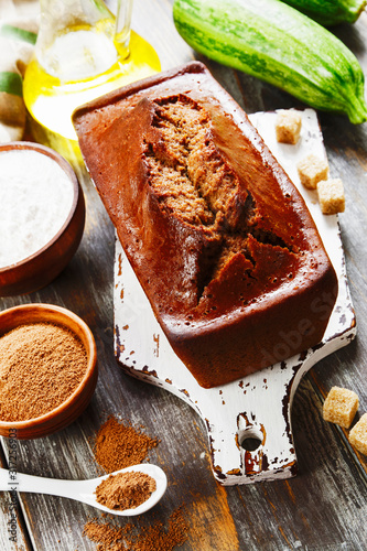 Zucchini cake with cocoa powder