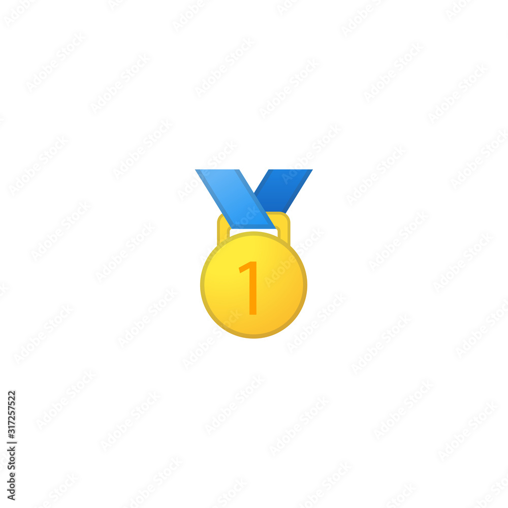First Place Medal Vector Icon. Isolated Sports, Championship, Award