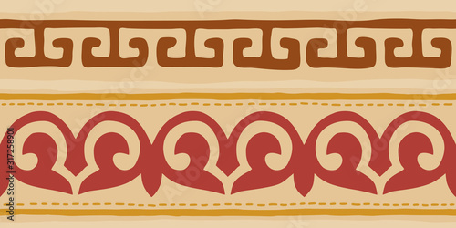 Seamless pattern. Ethnic background on the theme of Scythian and Turkic art, vector design.